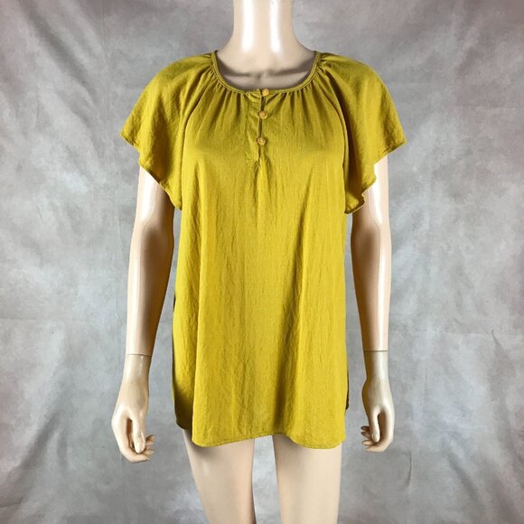 VISION USA Flutter Sleeve Golden Yellow Soft Top Size SMALL - Picture 1 of 6